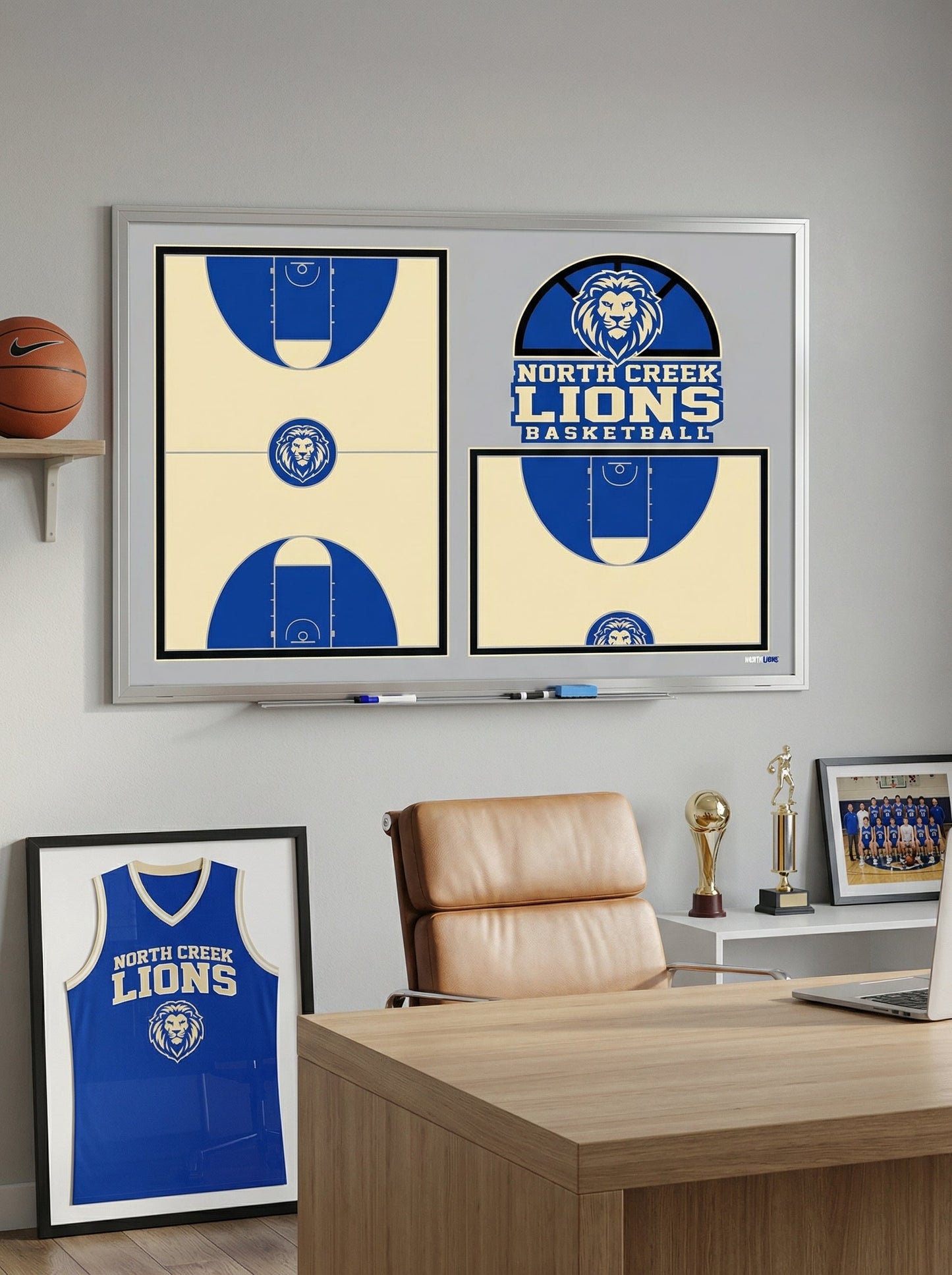 Custom Basketball Locker Room Whiteboard (Wall)
